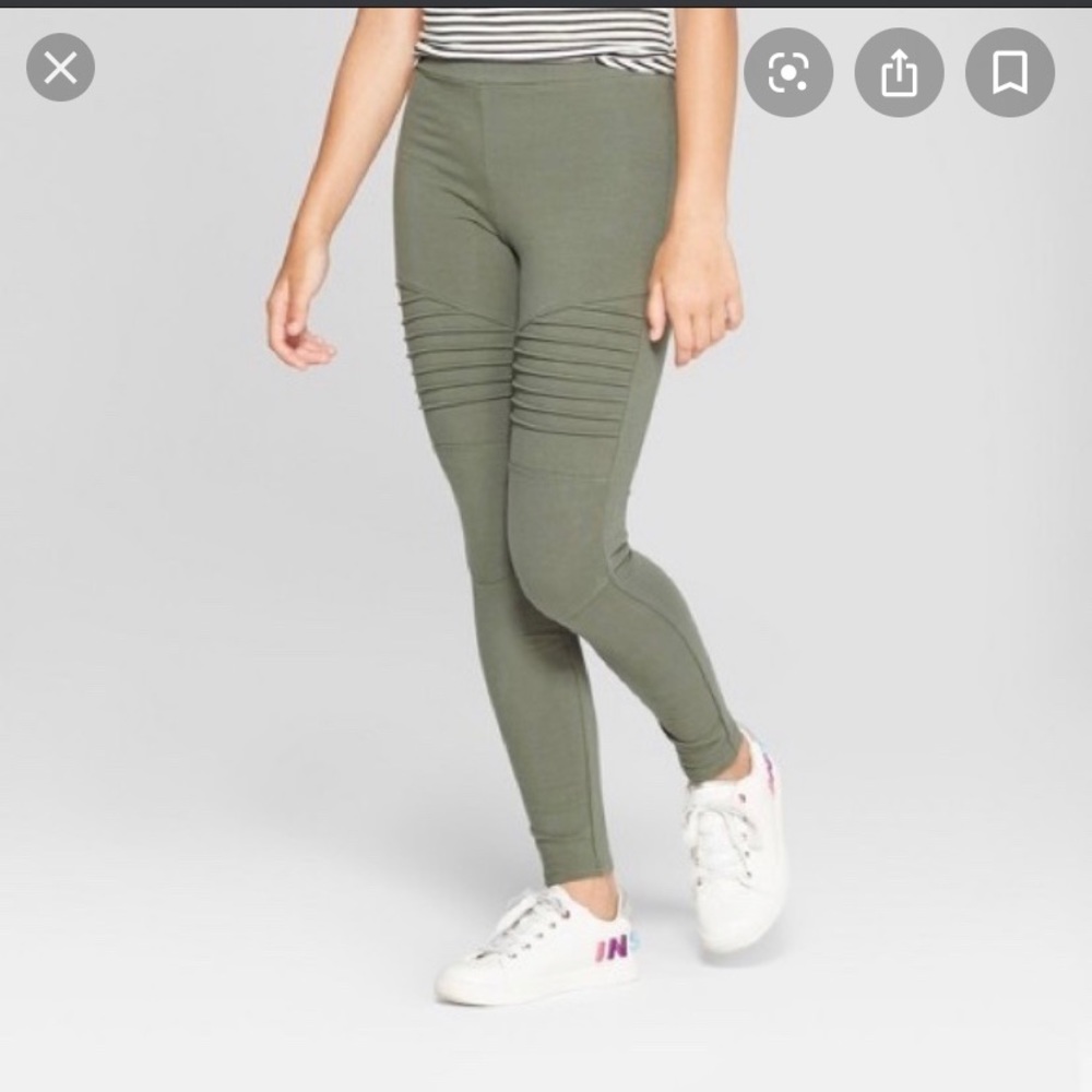 Girls XL/women’s small green moto leggings